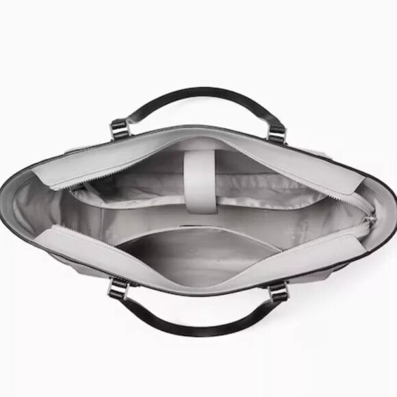 Nwot Kate Spade Madison Gray & White Laptop Tote Bag XL m - Picture 10 of 10